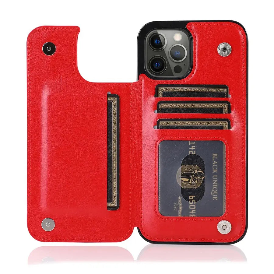 Coque Téléphone Cuir Aimant VELTH Red-Iphone16PROMAX
