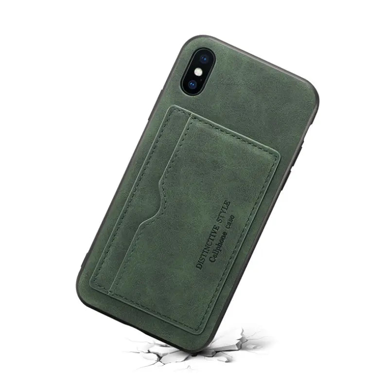 Coque Téléphone Cuir MagSLIM Green-IPhone XS Max