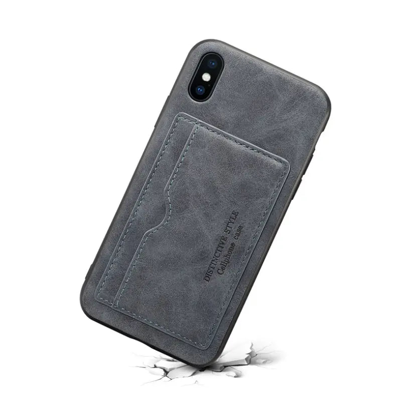 Coque Téléphone Cuir MagSLIM Gray-IphoneXR