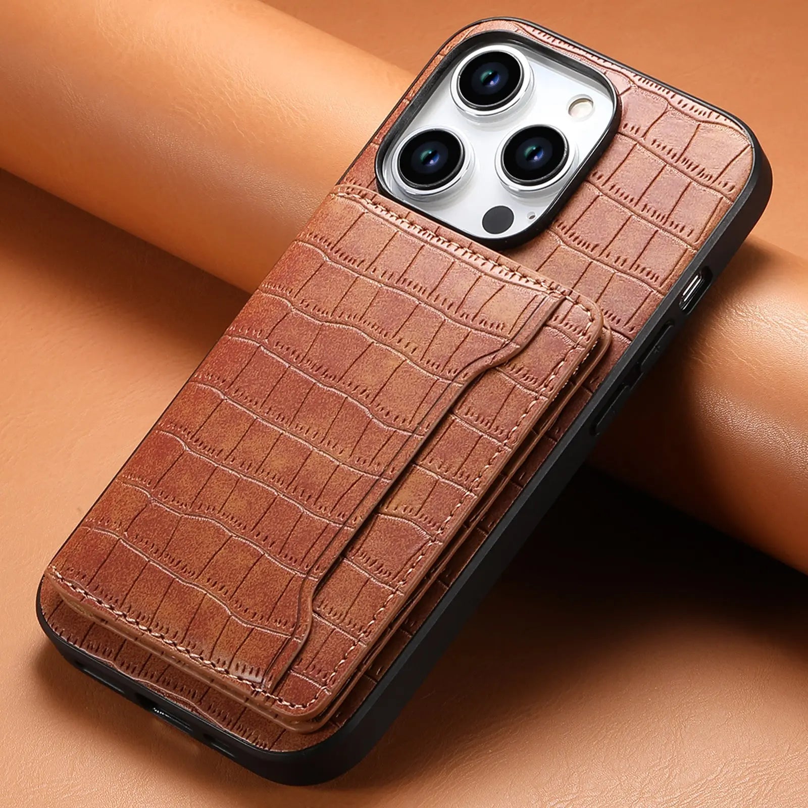 Coque Téléphone Cuir Magnétique BROSS 572 Brown-iPhone16Plus