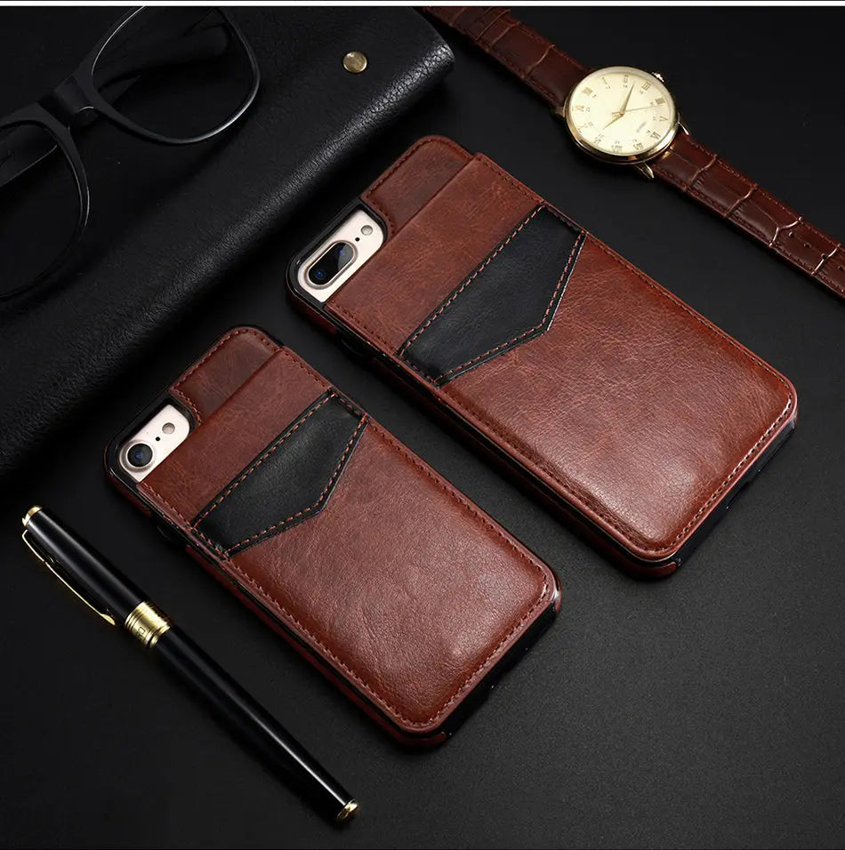 Coque Téléphone Cuir Retro ASTOR Brown-iPhone8 7 plus