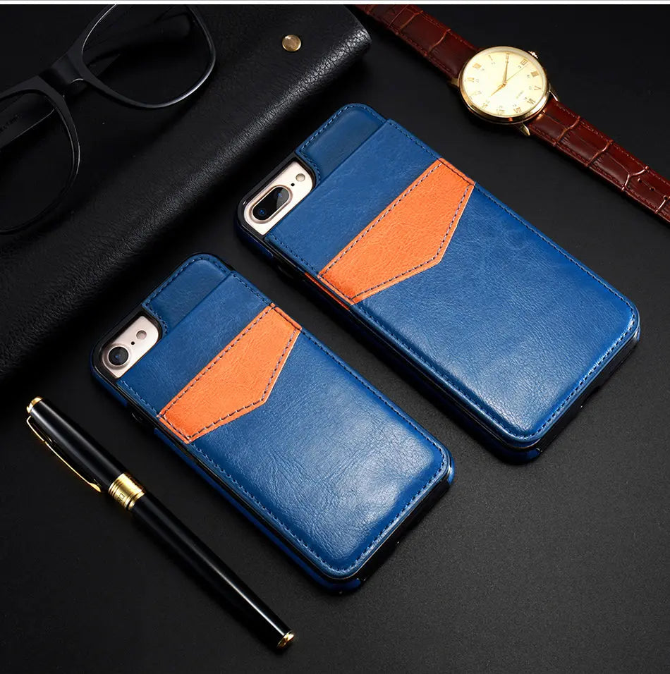 Coque Téléphone Cuir Retro ASTOR Blue-iPhone8 7 plus