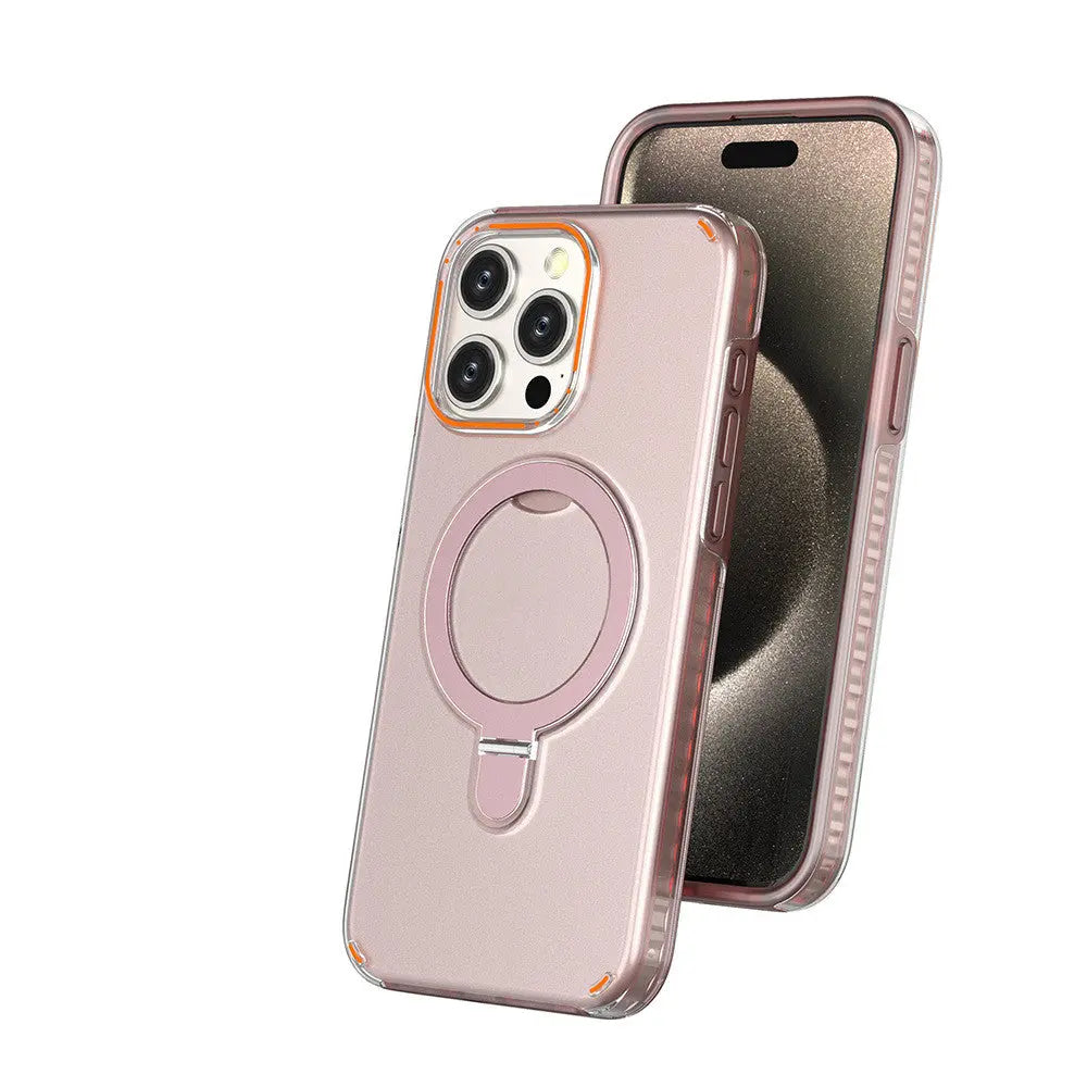 Coque Téléphone Magnétique ZENAX Cherry Blossom Pink-IP 15 Plus Or 14 Plus