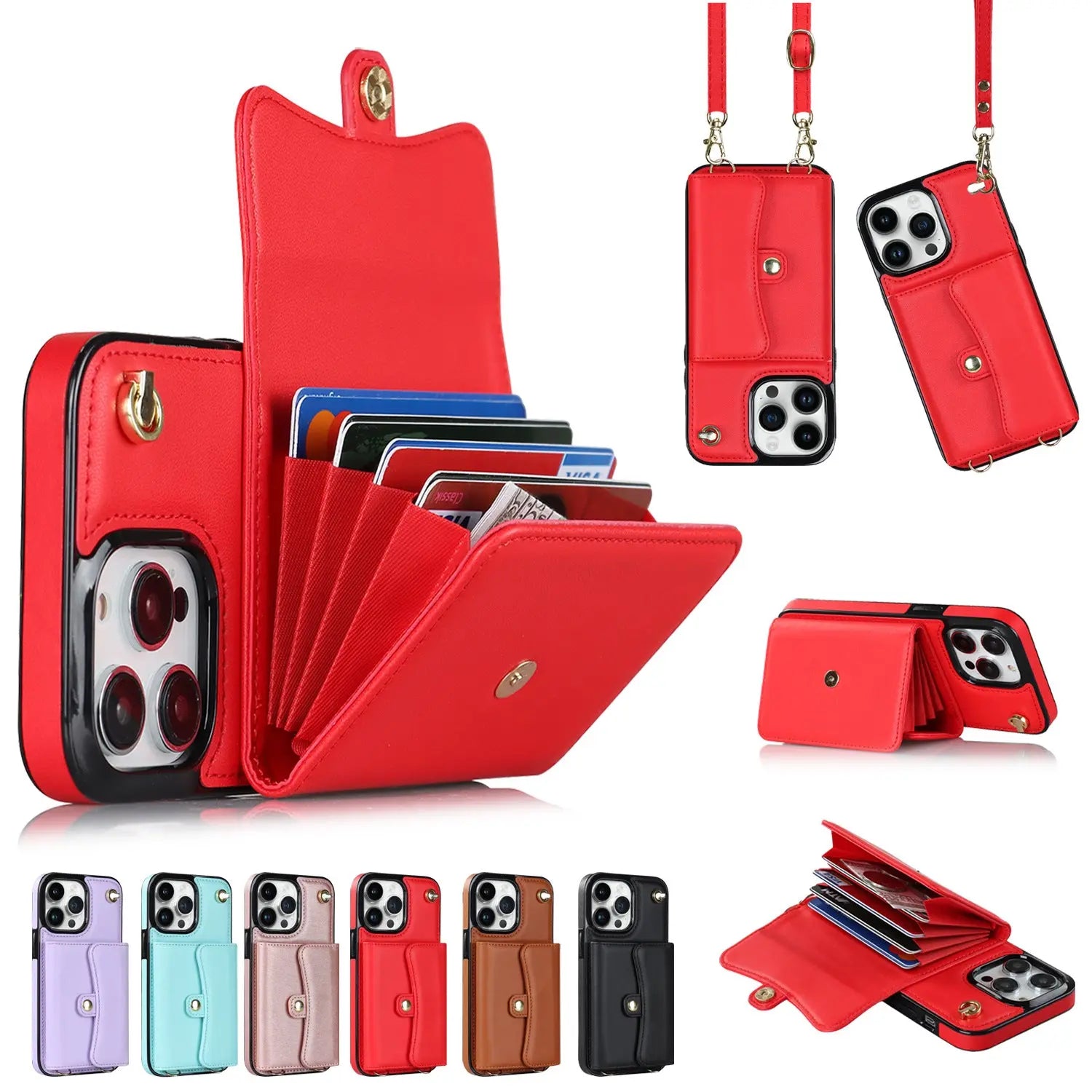 Coque Téléphone Multi-fonction NAPLI Red-IP15PROMAX