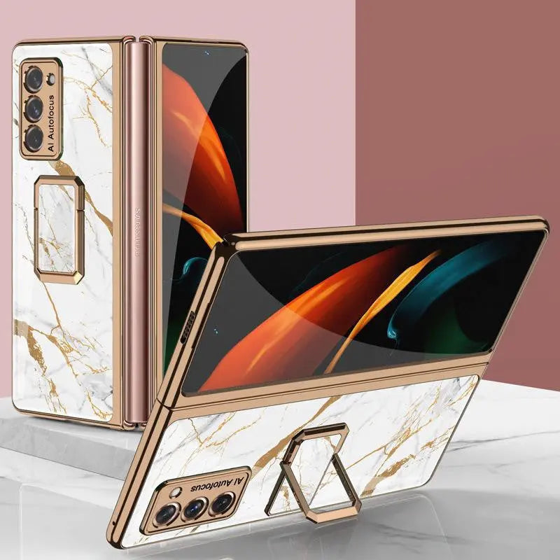 Coque Téléphone Verticale Lux CLCKQ Gold line white-SM Galaxy Z Fold2