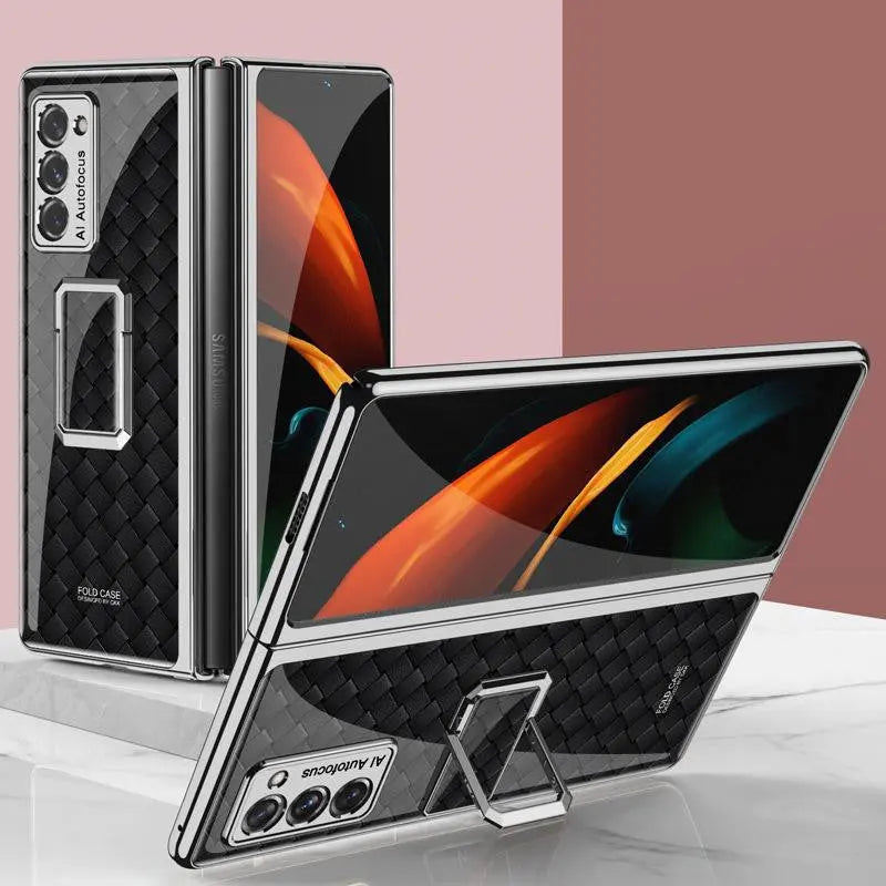 Coque Téléphone Verticale Lux CLCKQ Woven black pattern-SM Galaxy Z Fold2