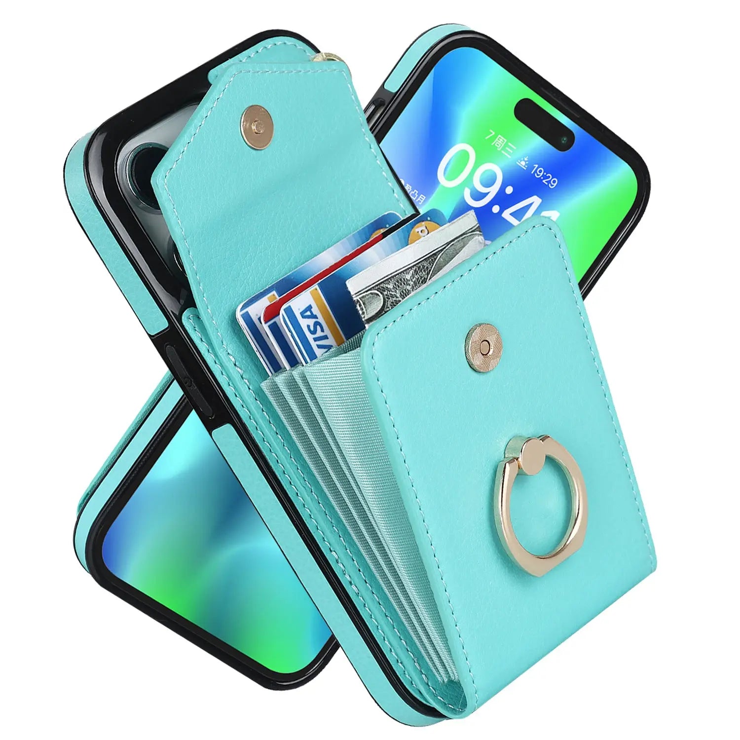 Coque de Téléphone Créative PU Jazz Mint Green-IPhone 11ProMax