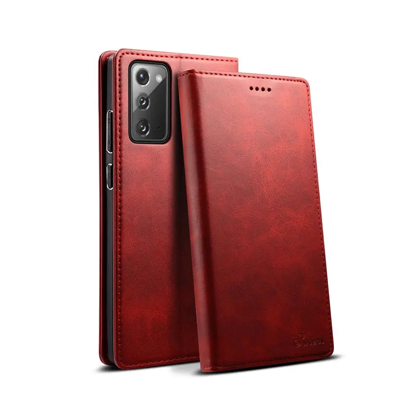 Coque de Téléphone Cuir Stand MARSEN Red-S21