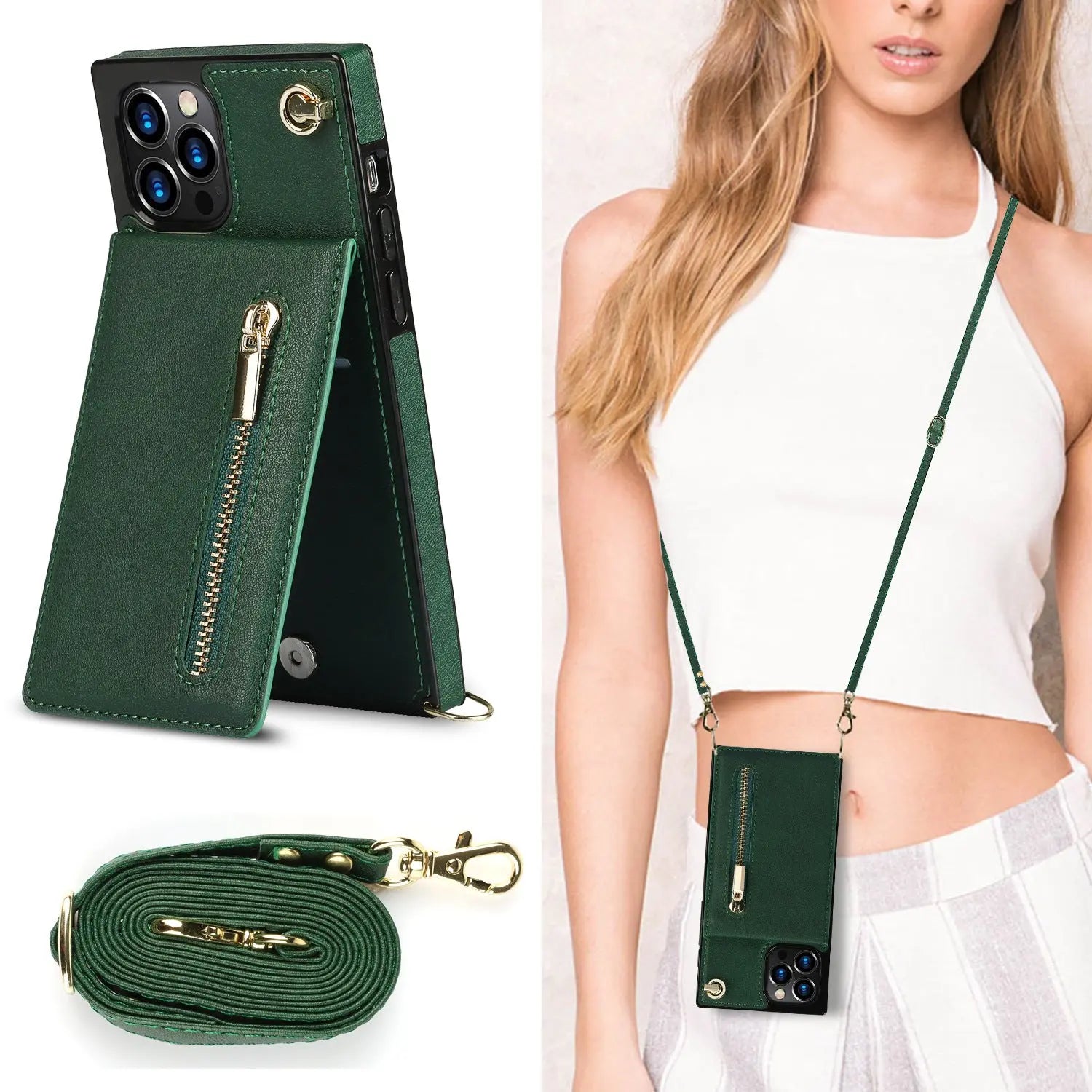 Coque de Téléphone Cuir Stylé ZYRAQ Green-Note10