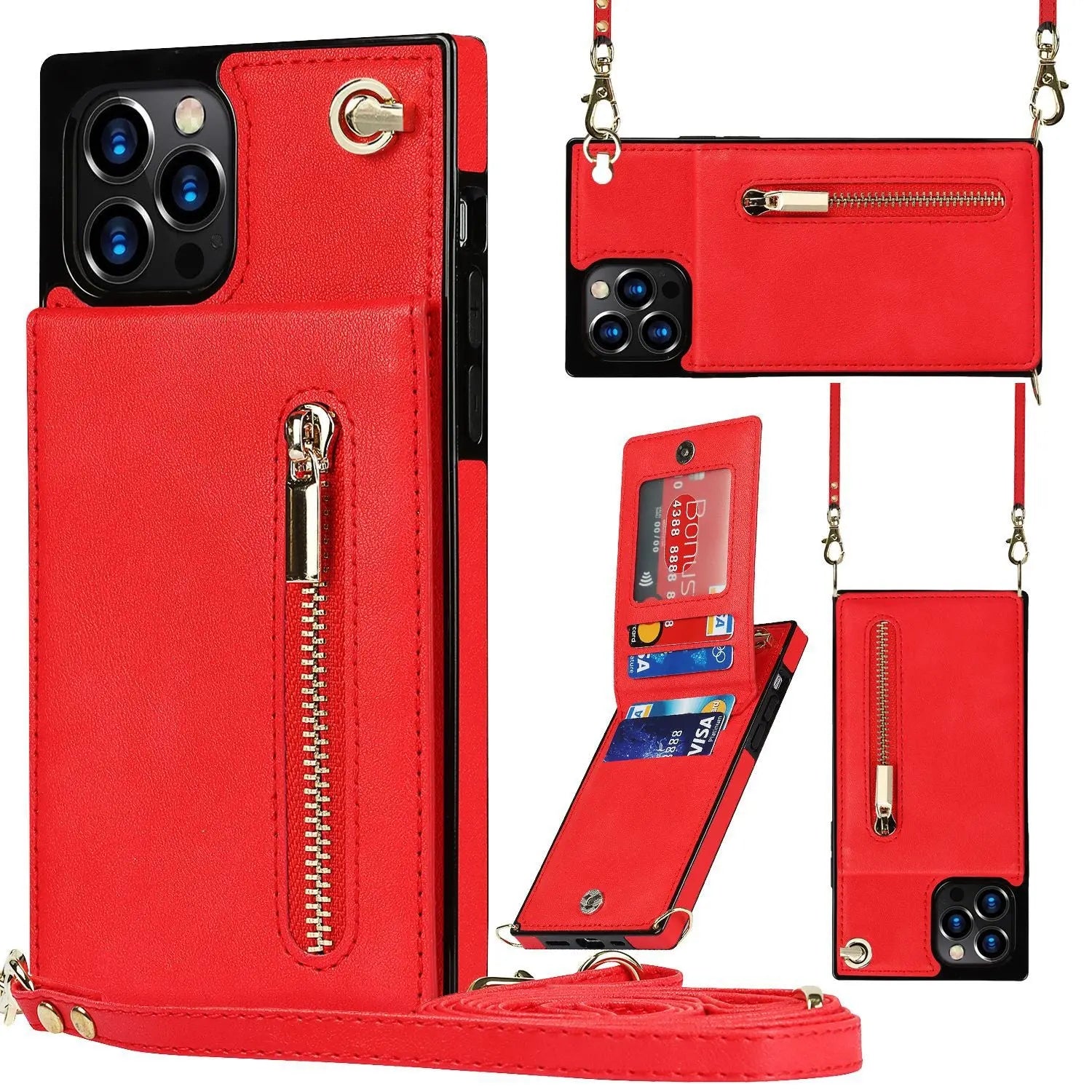 Coque de Téléphone Cuir Stylé ZYRAQ Red-iphone6/7/8SE2