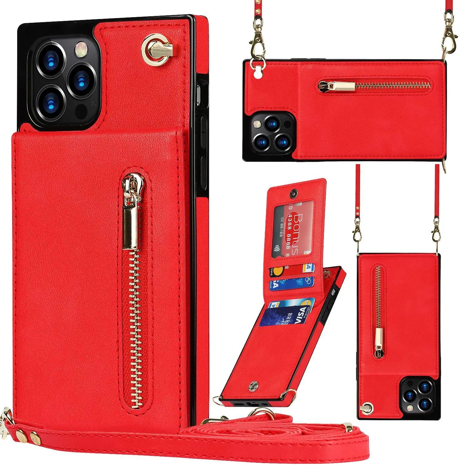 Coque de Téléphone Cuir Stylé ZYRAQ Red-S7EDGE