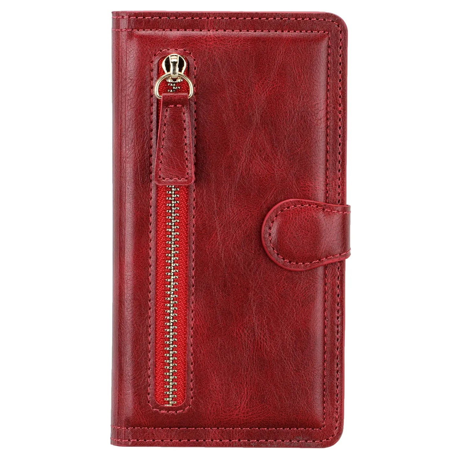 Coque de Téléphone Cuir Zippé ZALTAN Red-IPhone XS Max