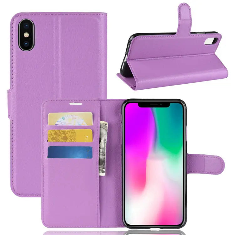 Coque de Téléphone Luxe LITCHI Purple-IPhone XR
