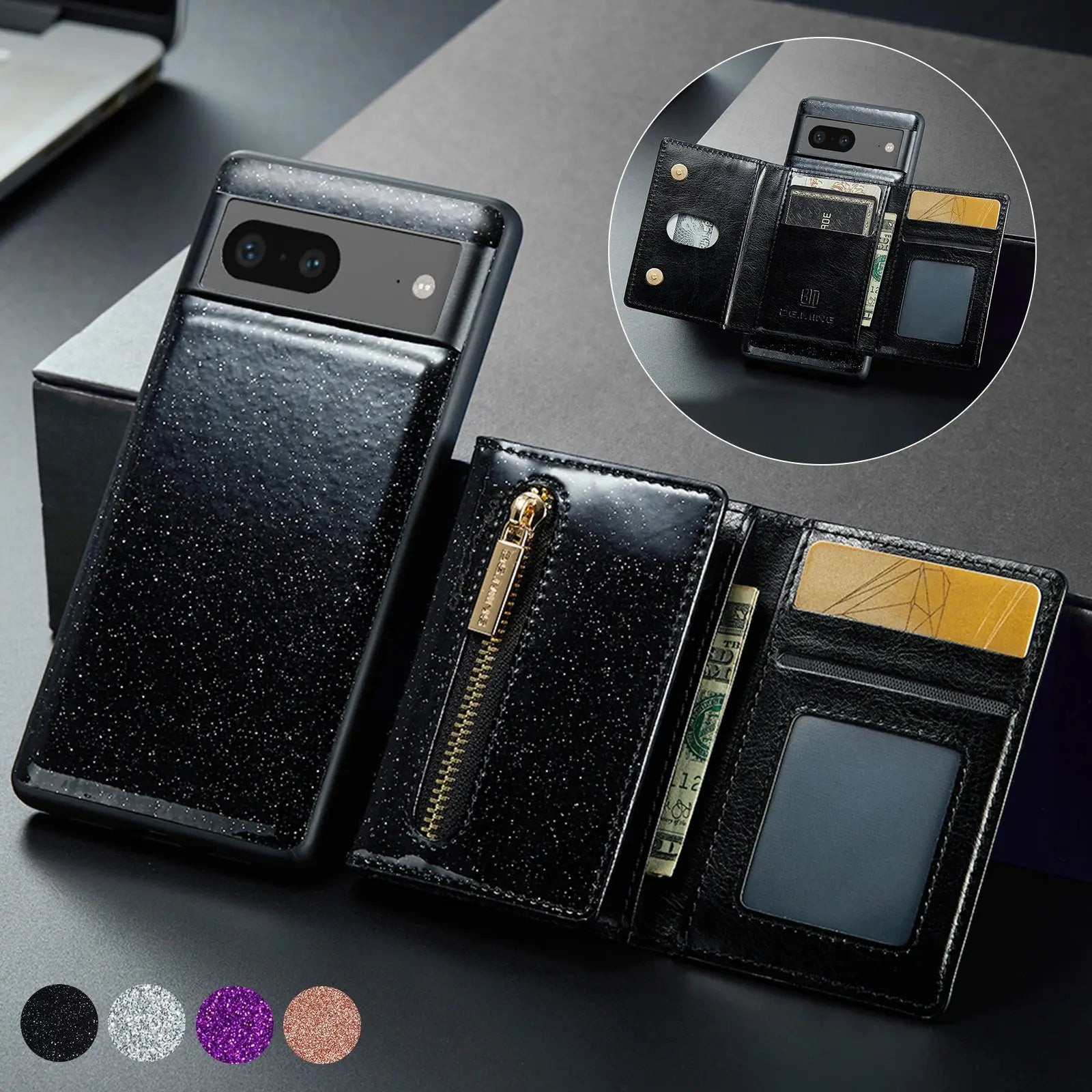 Coque de Téléphone Magnetique Lambskin LUNAR Cool Black-IPhone14plus Group 2