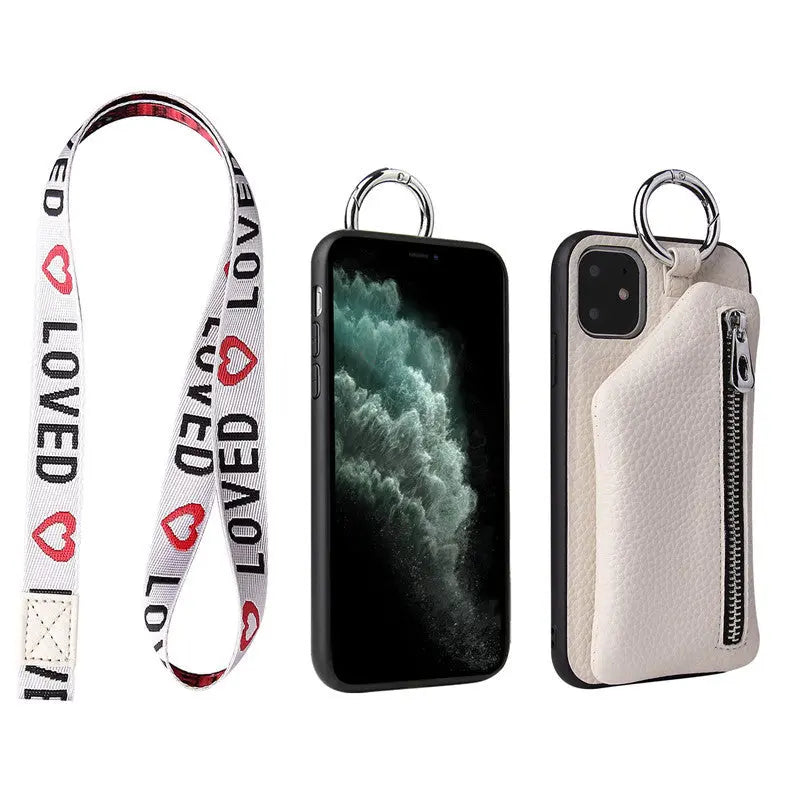 Coque de Téléphone Mode PU LEXOR white with lanyard-iPhone11(6.1)