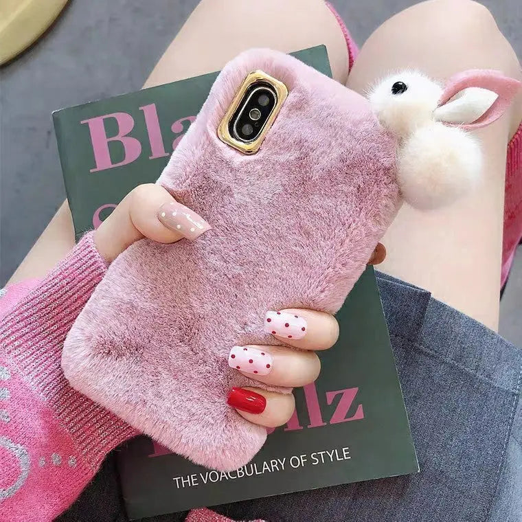 Coque de Téléphone Peluche Douce HARA Pink-IPhone13