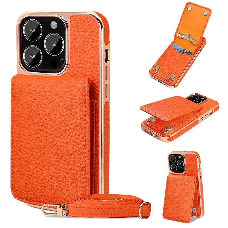 Coque de Téléphone Portefeuille LUCI Orange-IPhone13Pro