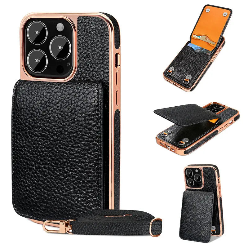 Coque de Téléphone Portefeuille LUCI Black-IPhone 15