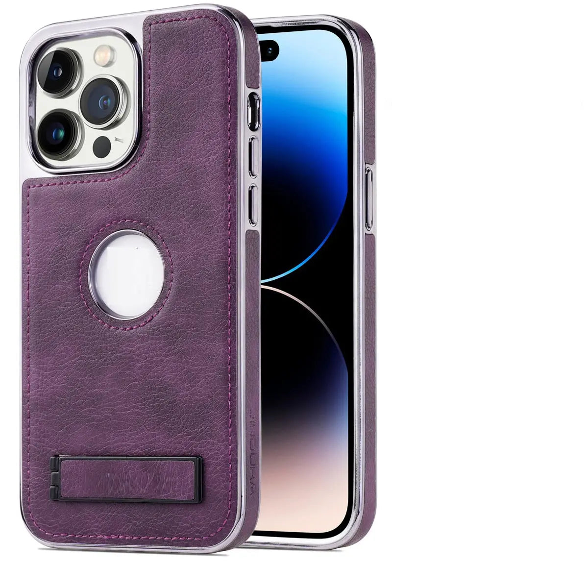 Coque de Téléphone Résistante LEATHAX Dark Purple-IPhone 12PROMAX