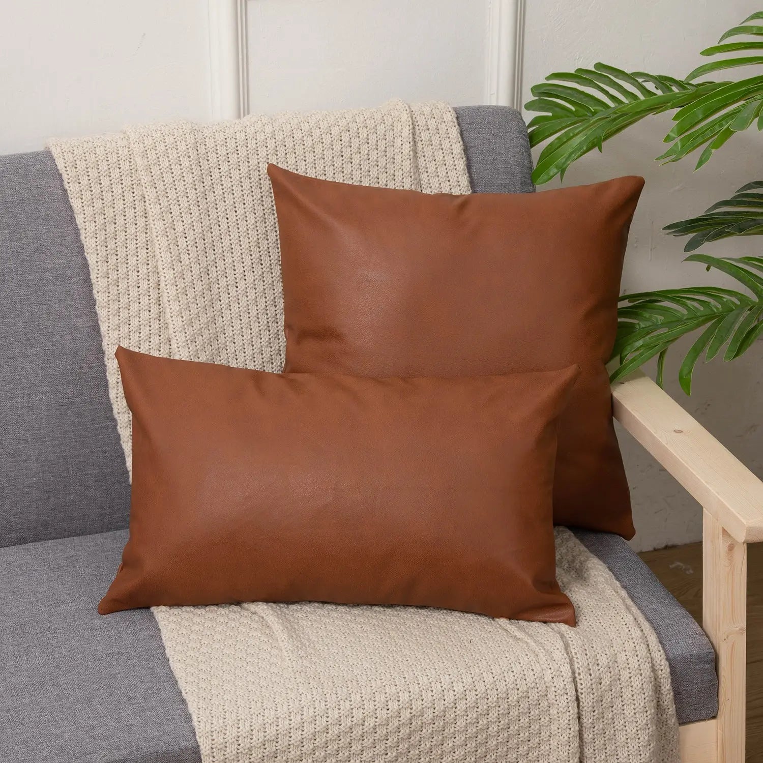 Coussin Canapé Cuir DEXTER Brown-30x50cm Pillowcase
