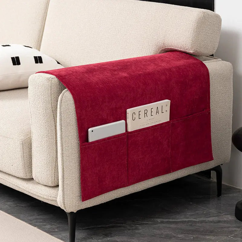 Housse Accoudoir Canapé Chenille Nordique SOFTEX 15 Red-50X110CM