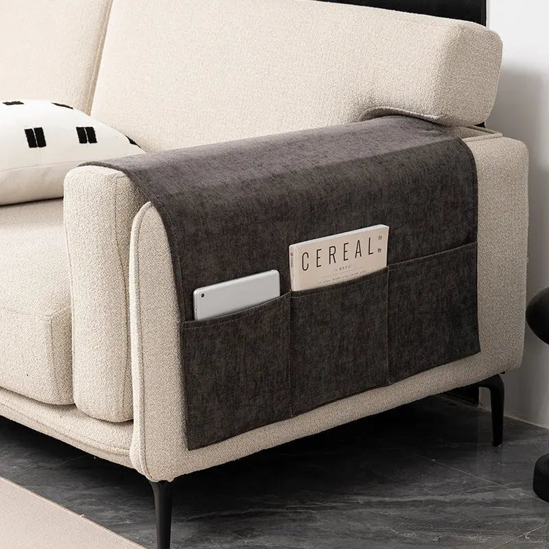 Housse Accoudoir Canapé Chenille **VELERIA** 17 Black And Gray-60X110CM