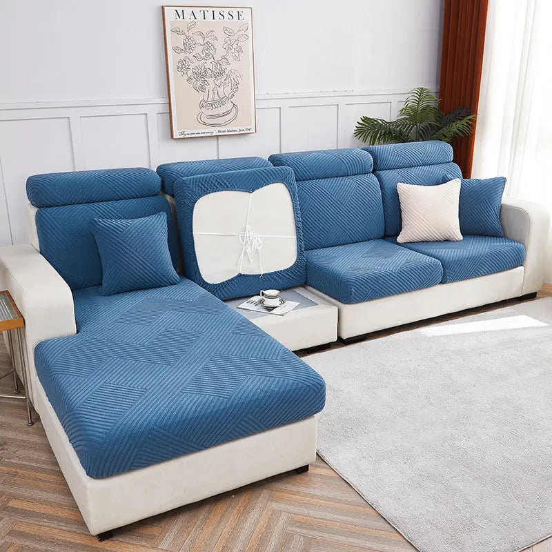 Housse Assise Canapé Extensible ZENOA Lake Blue-enlarge Double person