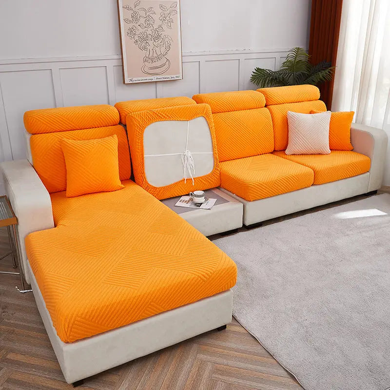 Housse Assise Canapé Extensible ZENOA Bright Orange-Big Headrest