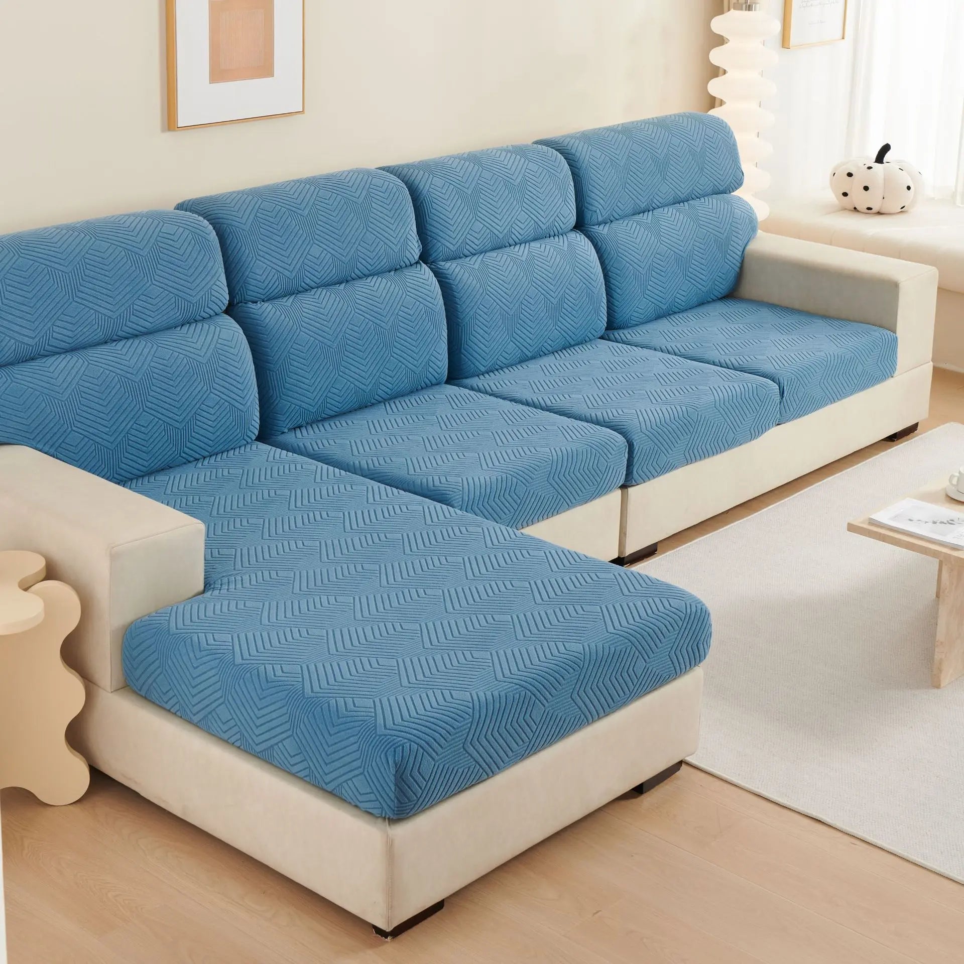 Housse Assise Canapé Velours JAZZY Time Sofa Height Blue-Imperial Concubine XXL