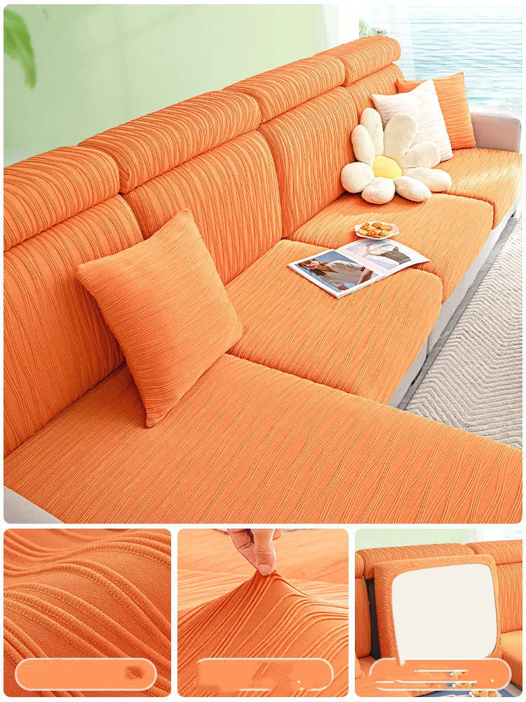 Housse Assise Canapé Élastique GLACIO Orange-Enlarge backrest M