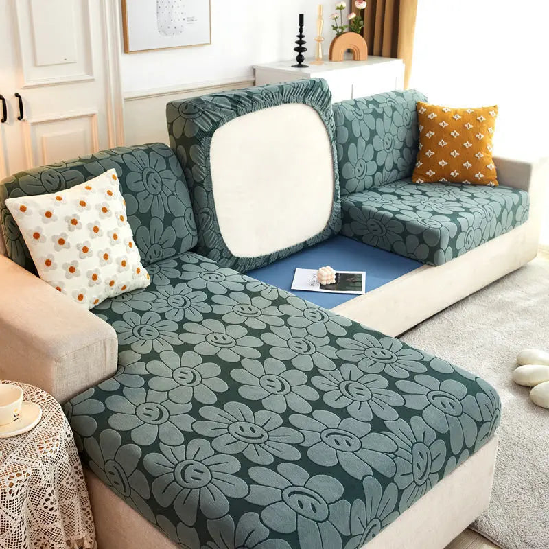 Housse Assise Canapé Étanche JACQARD Sunflower green-Individual