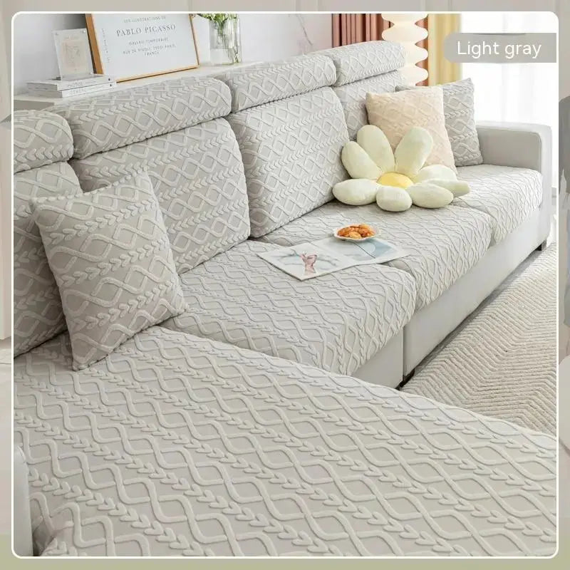 Housse Assise Canapé Velvet JACQUA Qingbo Light Gray-L 65to85x135to165x5to20cm