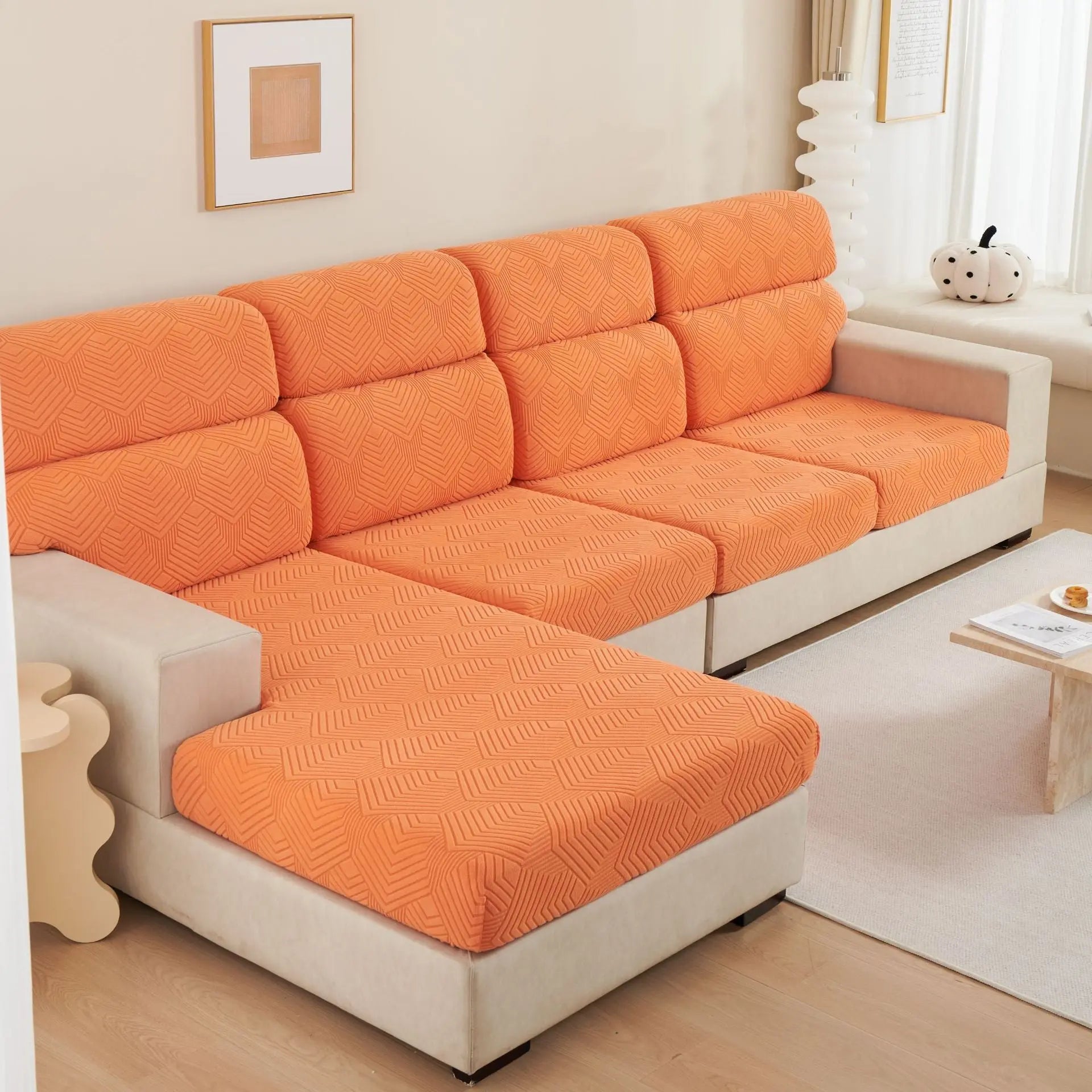 Housse Assise Velours JACQVEL Time Sofa Gray Orange-Large Single S