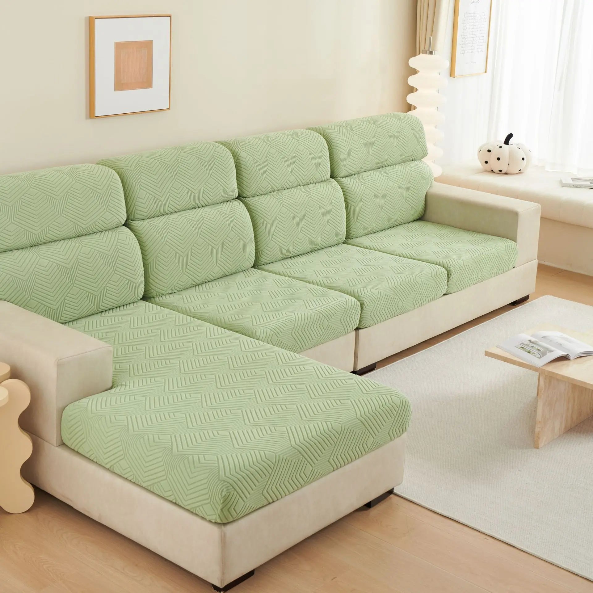 Housse Assise Velours JACQVEL Time Sofa Tea Matcha Green-Big Three L