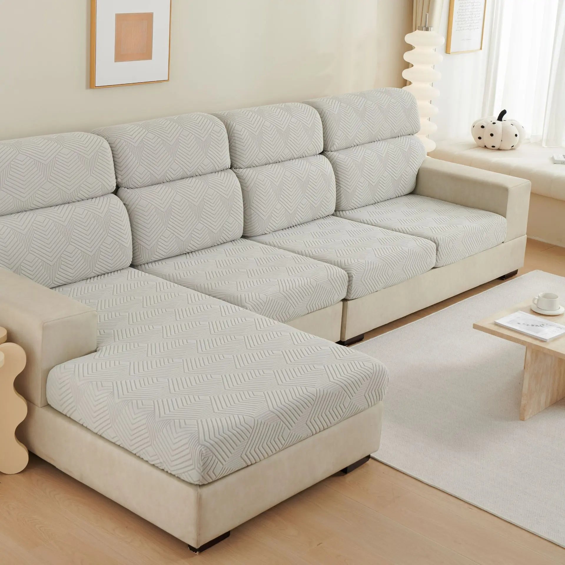 Housse Assise Velours JACQVEL Time Sofa Light Gray-Large Double M