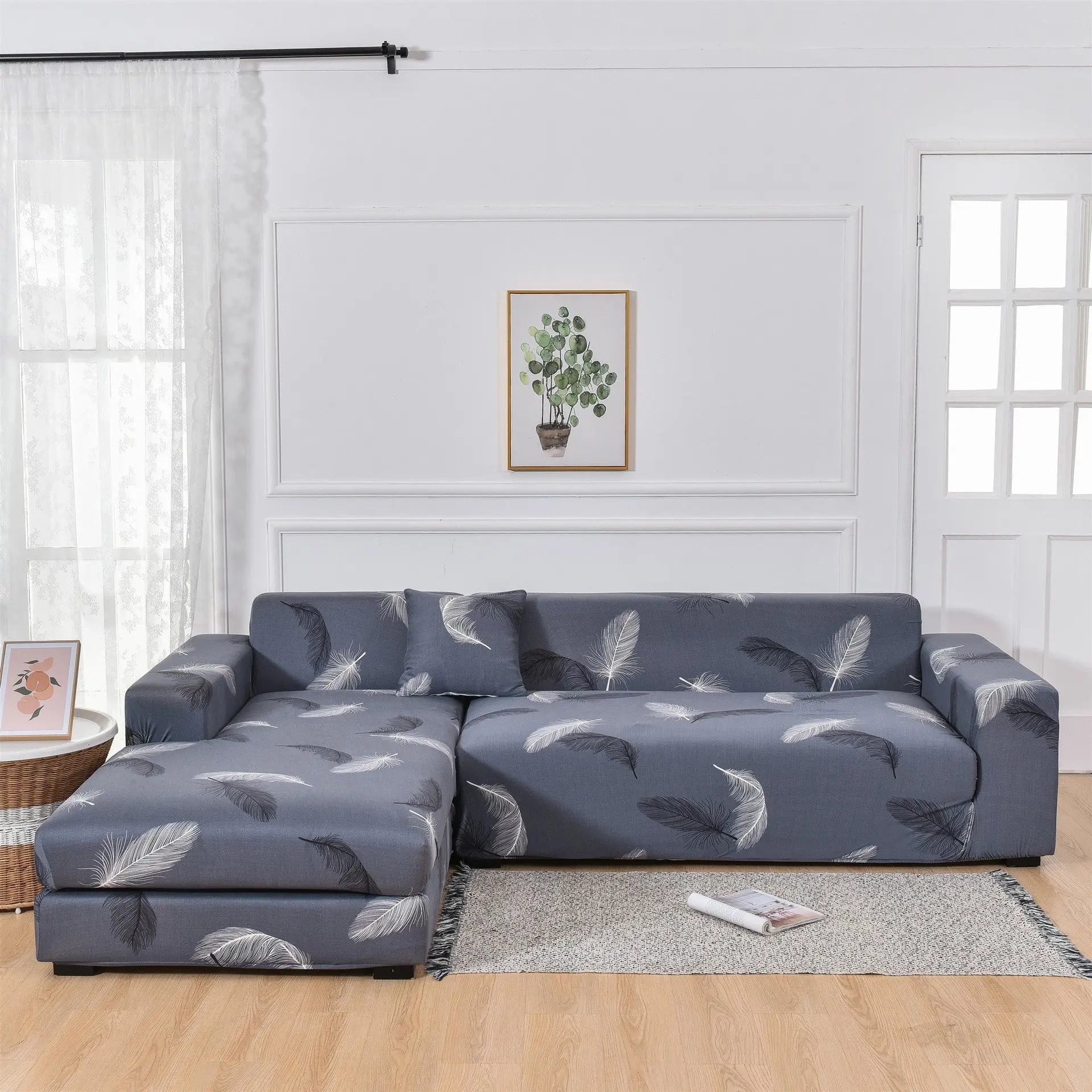 Housse Canapé Moderne SILKXO Gray Feather-Three