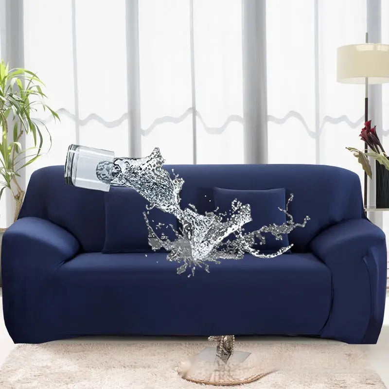 Housse Canapé Élastique Prono Navy Blue-Double Sofa