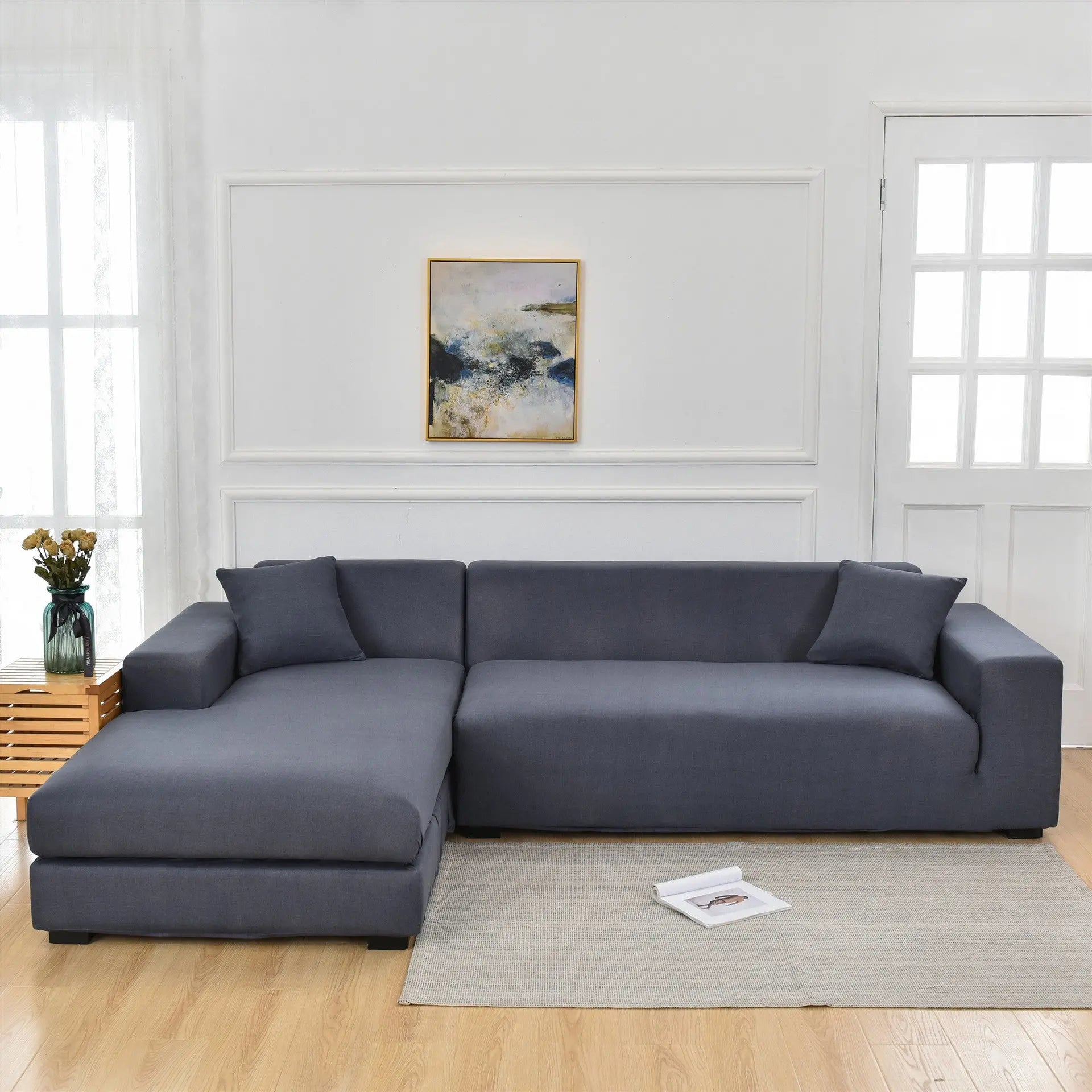 Housse Canapé Moderne SILKXO Blue Gray-Three
