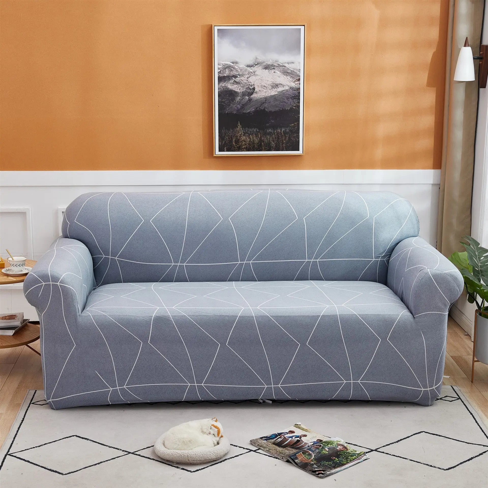 Housse Canapé Moderne SILKXO Blue Lines-Single