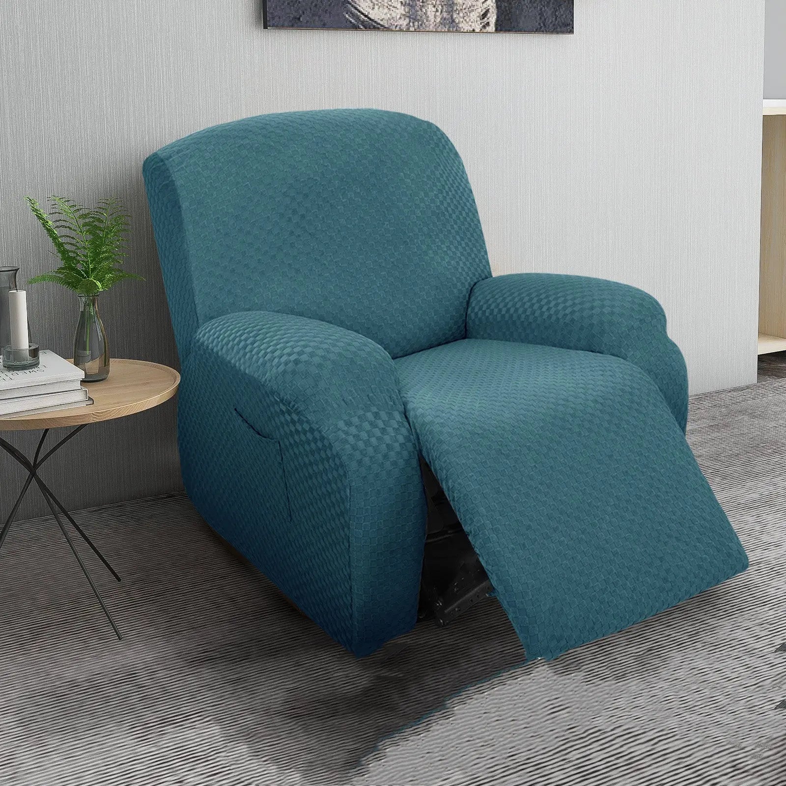 Housse Canapé Relax Extensible PALOMA Peacock Blue-Single Seat