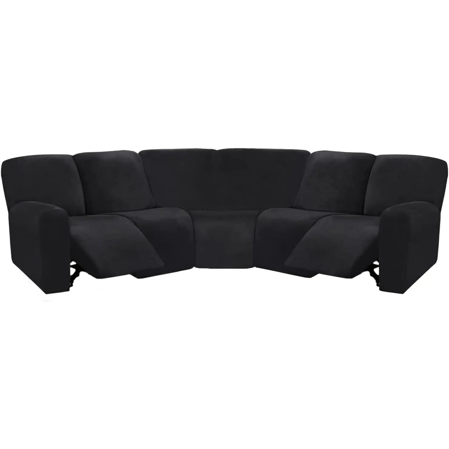 Housse Canapé Velours Moderne LUNARA Black-Single Corner 1 Piece Set