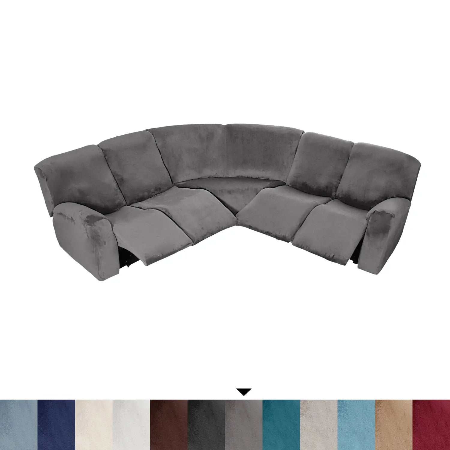 Housse Canapé Velours Moderne LUNARA Gray-Single Corner 1 Piece Set