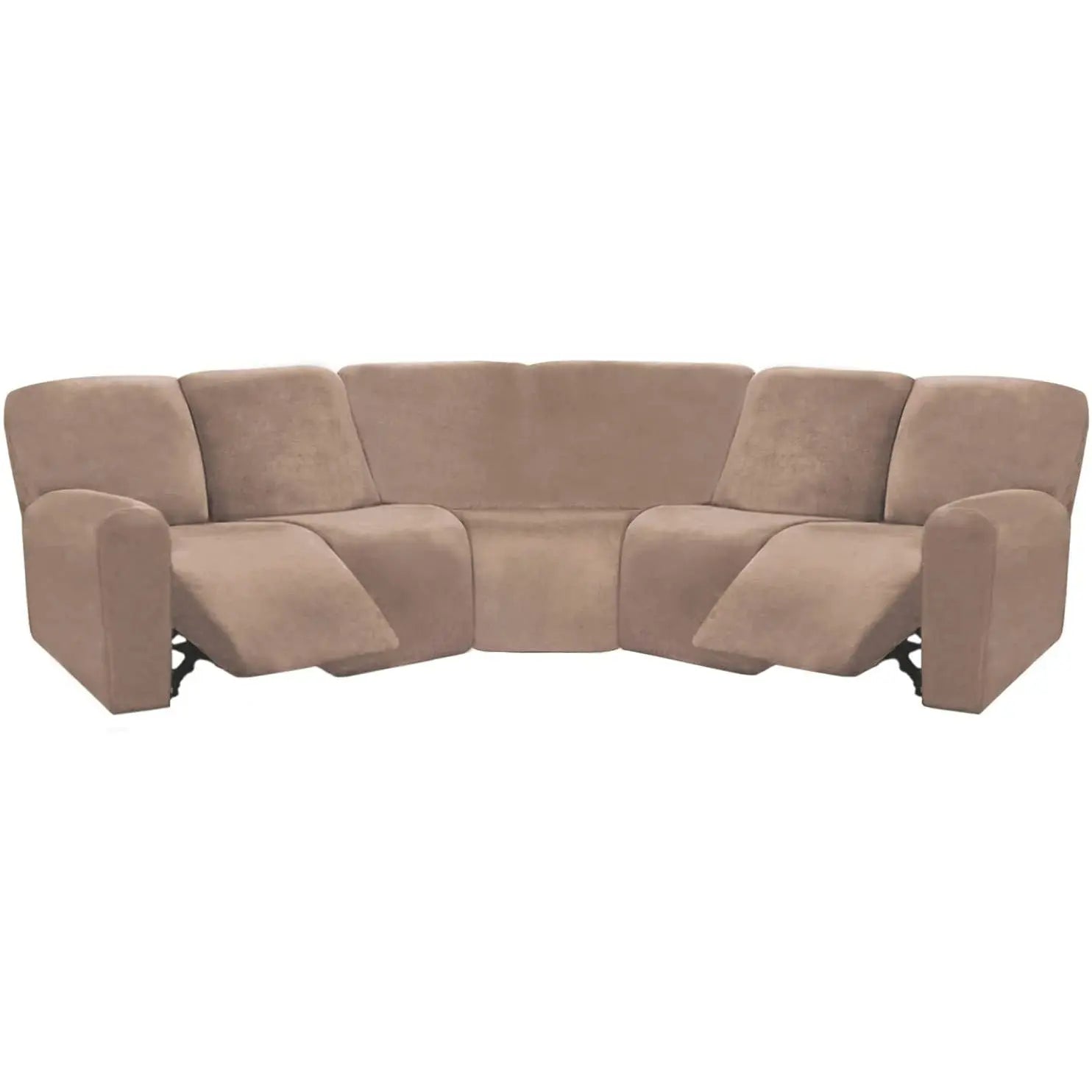 Housse Canapé Velours Moderne LUNARA Brown-1 Set Of Single Recliner Seat