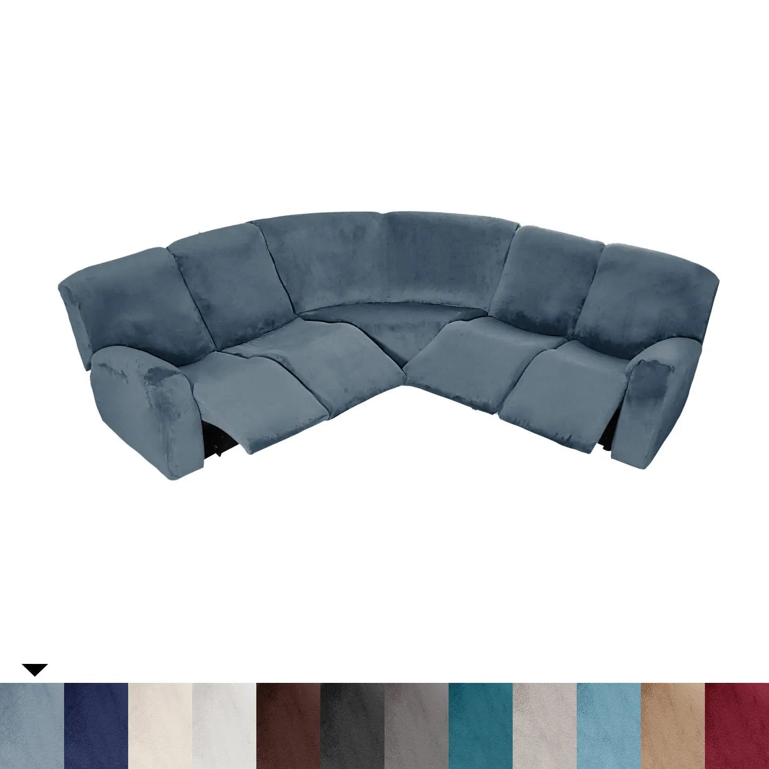 Housse Canapé Velours Moderne LUNARA Gray And Blue-1 Set Of Single Recliner Seat