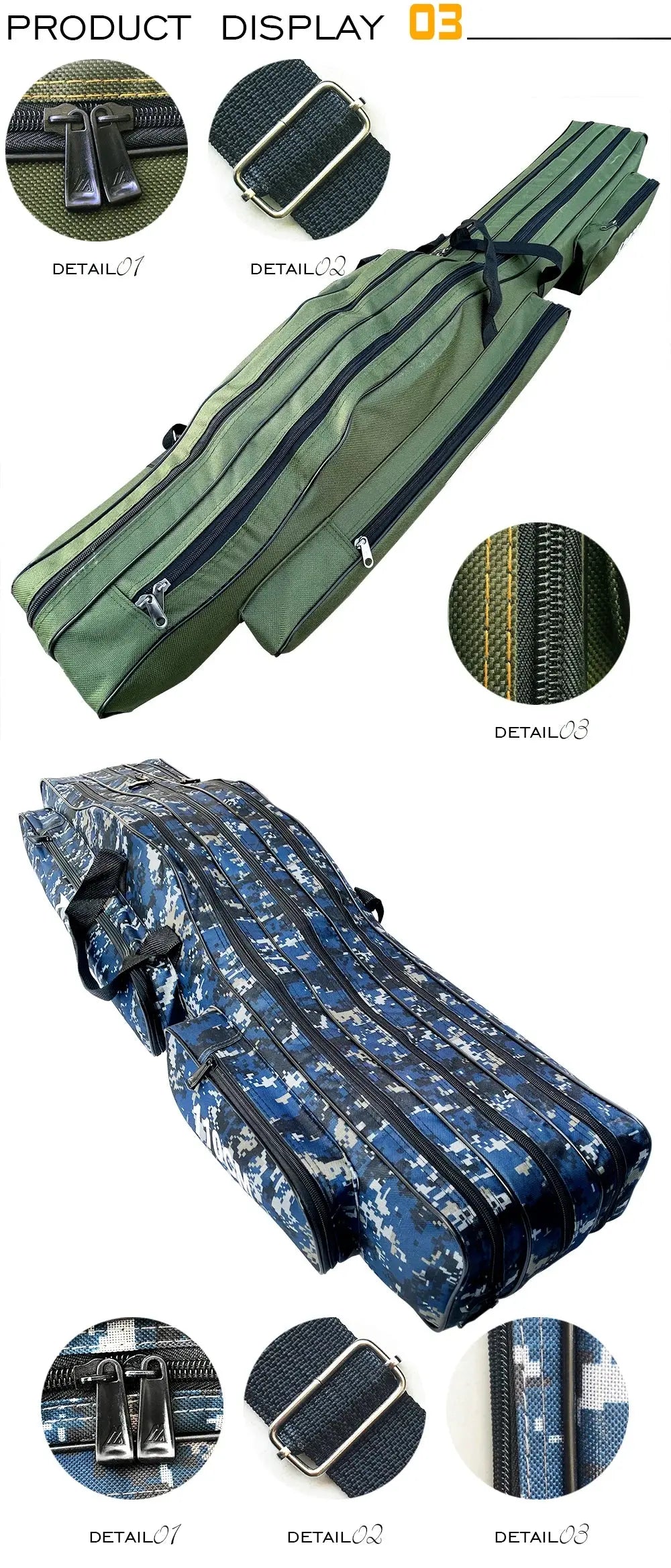Housse Canne Pêche Toile Durable FISHO Housse de France