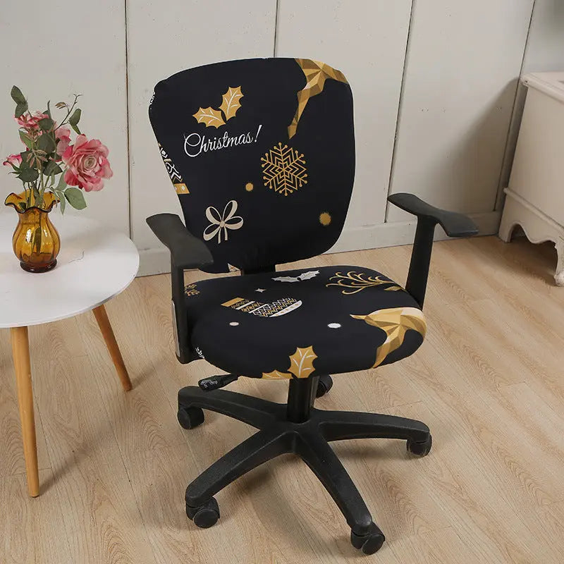 Housse Chaise Moderne SWIRL Black Reindeer-Split Chair Cover