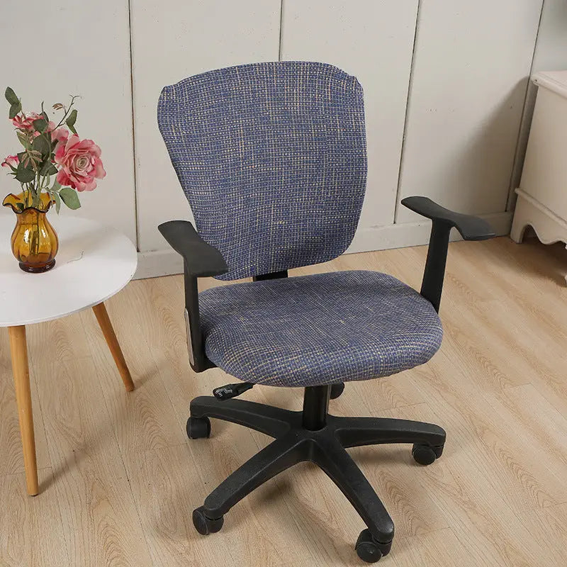 Housse Chaise Moderne SWIRL Linen Blue-Split Chair Cover