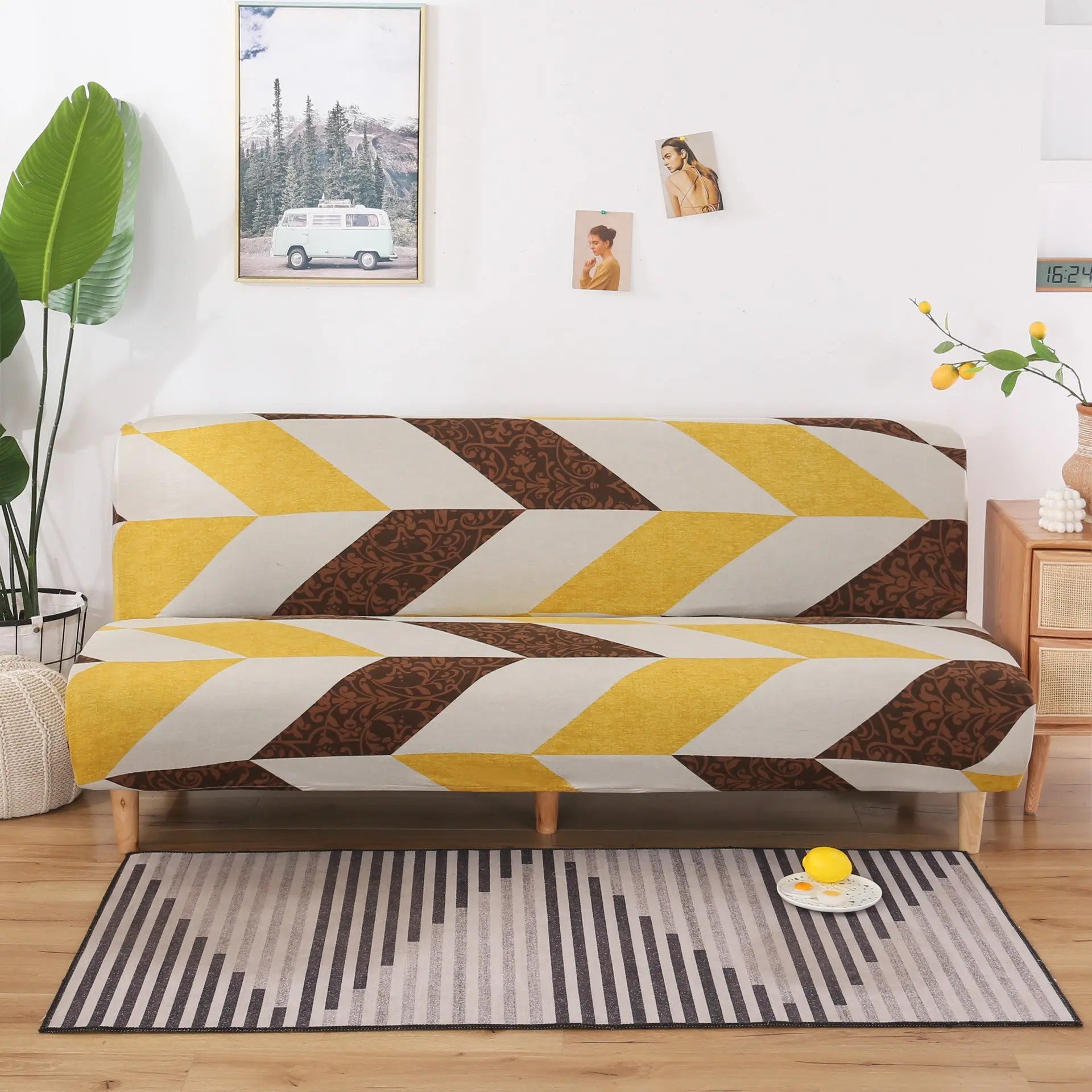 Housse Clic Clac Imprimée SOLIA Elegant Grid-Sofa Cover