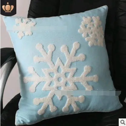 Housse Coussin en coton brodé au motif flocon de neige - Housse De France
