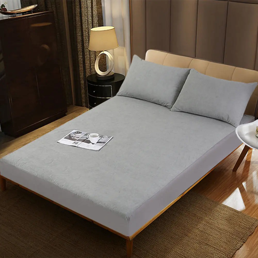 Housse De Matelas Polyester Coton BLISSY Grey-180x200+30cm